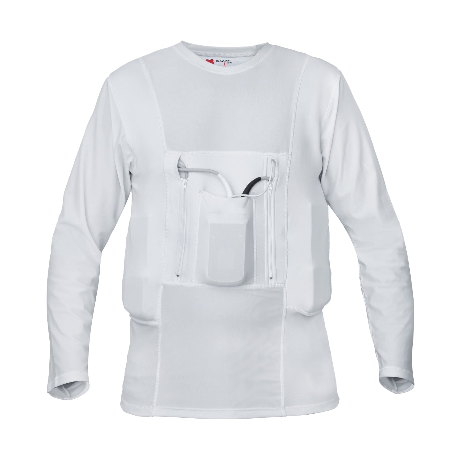 LVAD HeartMate men’s full sleeves white shirt with secure device pockets